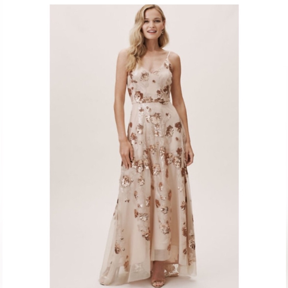 BHLDN 🌷Elegant Floral Maxi Dress in Cream and Gold